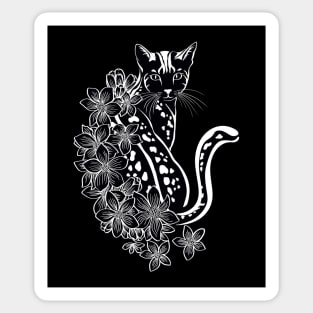 Cat Flower Tattoo Sticker